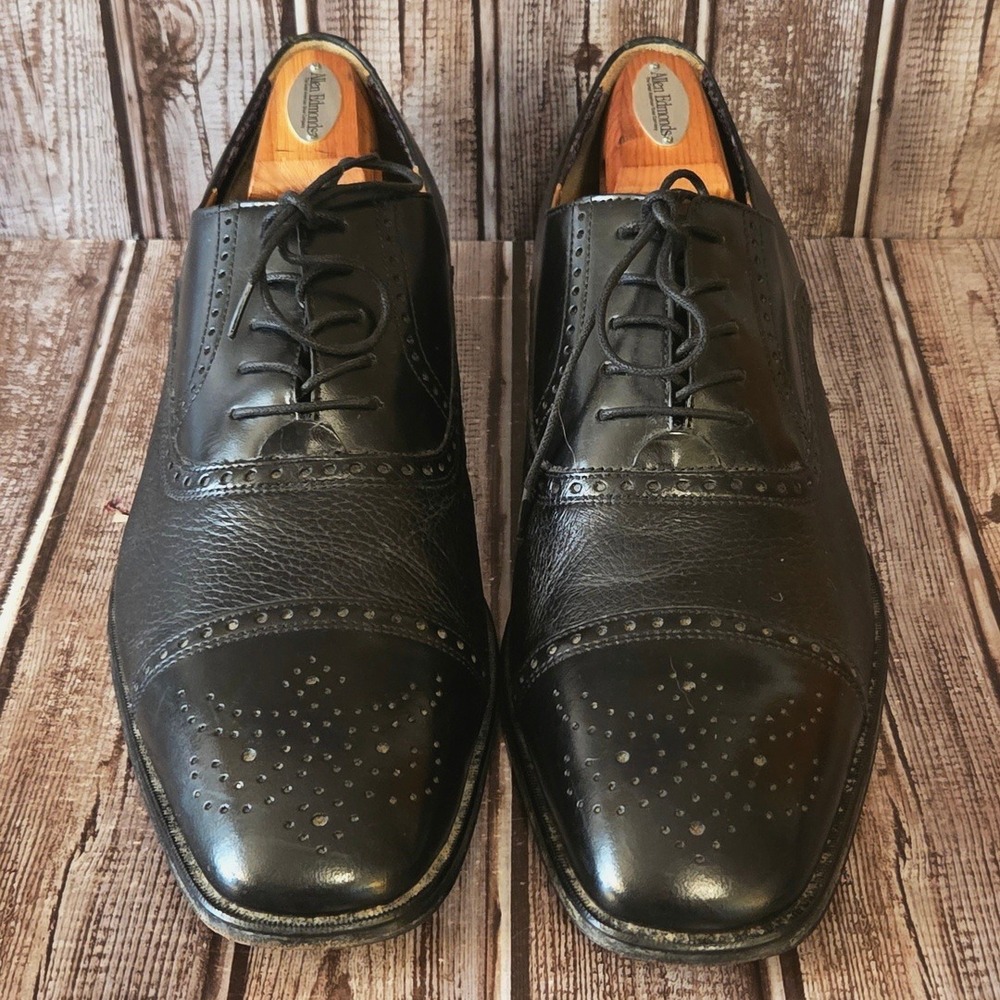 Sz 12 D Mens Florsheim Imperial Otavio Black Leather Cap Toe Brogue Shoes VGUC